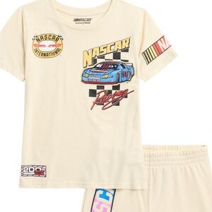 NASCAR Racing Cream Tee and Shorts Set - Size 14/16